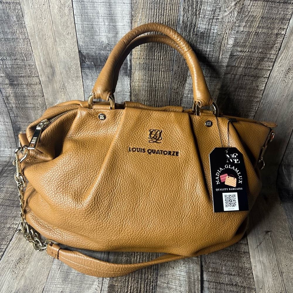 Louis Quatorze Women’s Brown Leather Satchel Shoulder Bag Crossbody Handbag